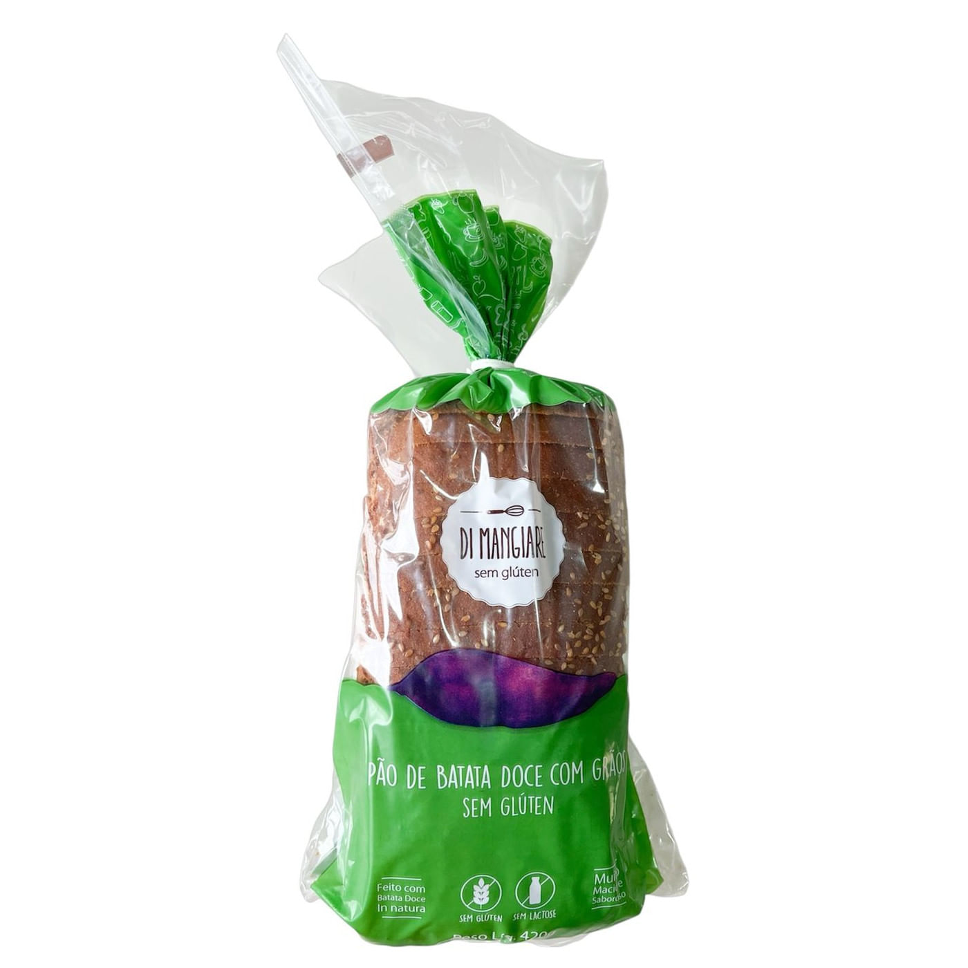 Pão DI MANGIARE Batat Doce com Grãos Zero Leite Sem Glúten 420g