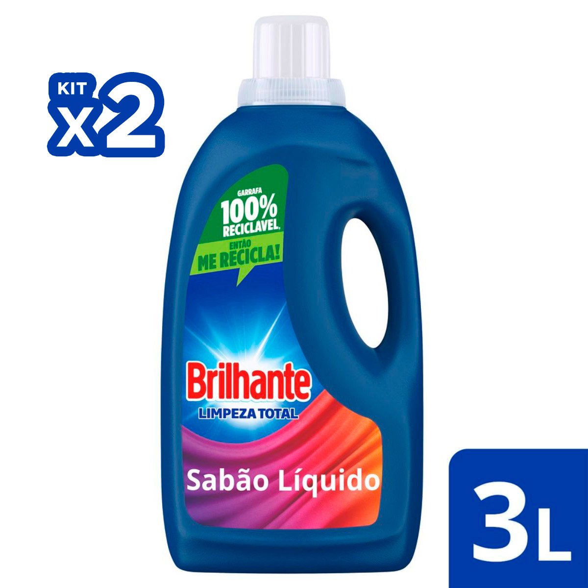 Kit Sabão Líquido Brilhante Brilho Ativo 2 Unidades 3 Litros