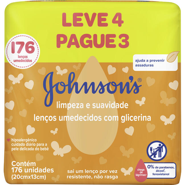 Toalha Umedecida Johnson's Baby LV4 PG3 44 un