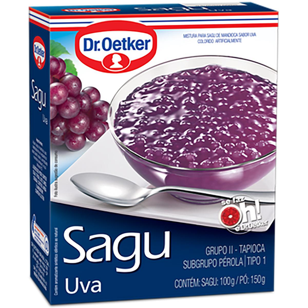Dr. Oetker Sagu Sabor Uva Pó para Preparo de Sobremesa Consistência Maravilhosa e Sabor Delicioso 250g