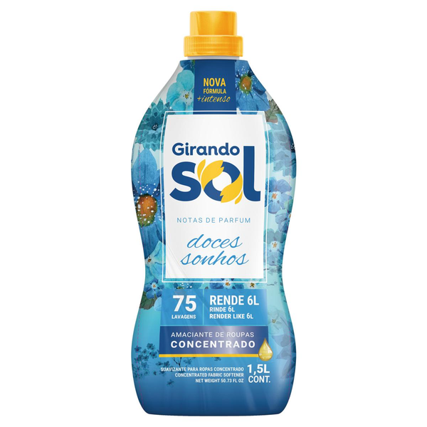Amaciante de Roupa GIRANDO SOL Concentrado Doces Sonhos 1.5l