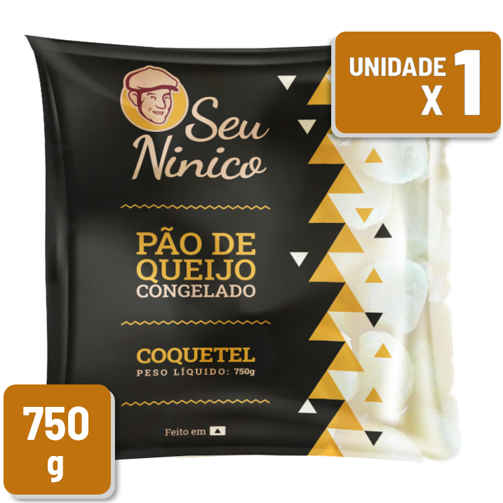 Pão de Queijo Congelado Seu Ninico Coquetel Pacote 750g