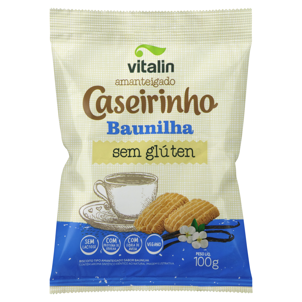 Biscoito VITALIN Amanteigado Caseirinho Baunilha Sem Glúten e Lactose 100g