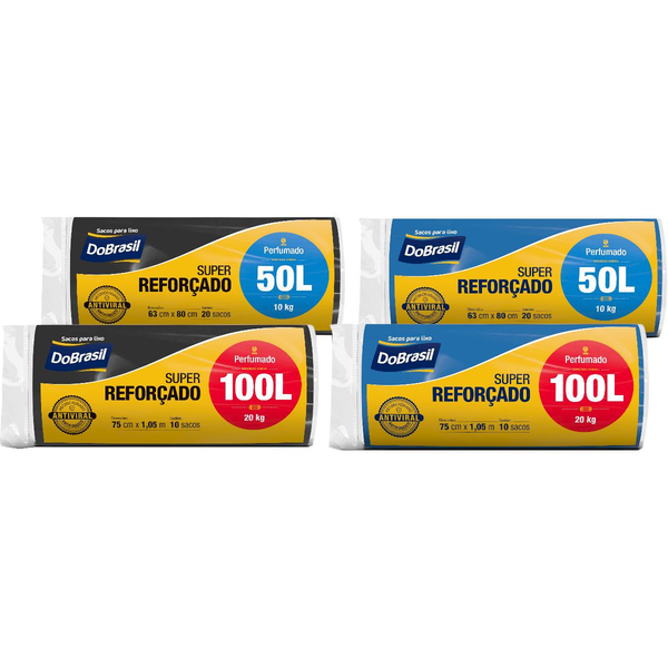 Saco para Lixo DOBRASIL Perfumado Azul com 20 Unidades 50L Rolo