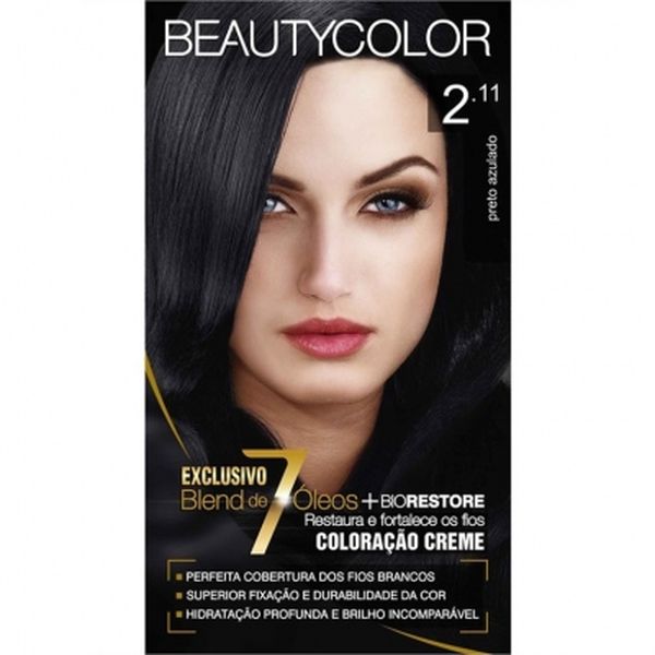 Kit Coloração Permanente BeautyColor Preto Azulado 2.11