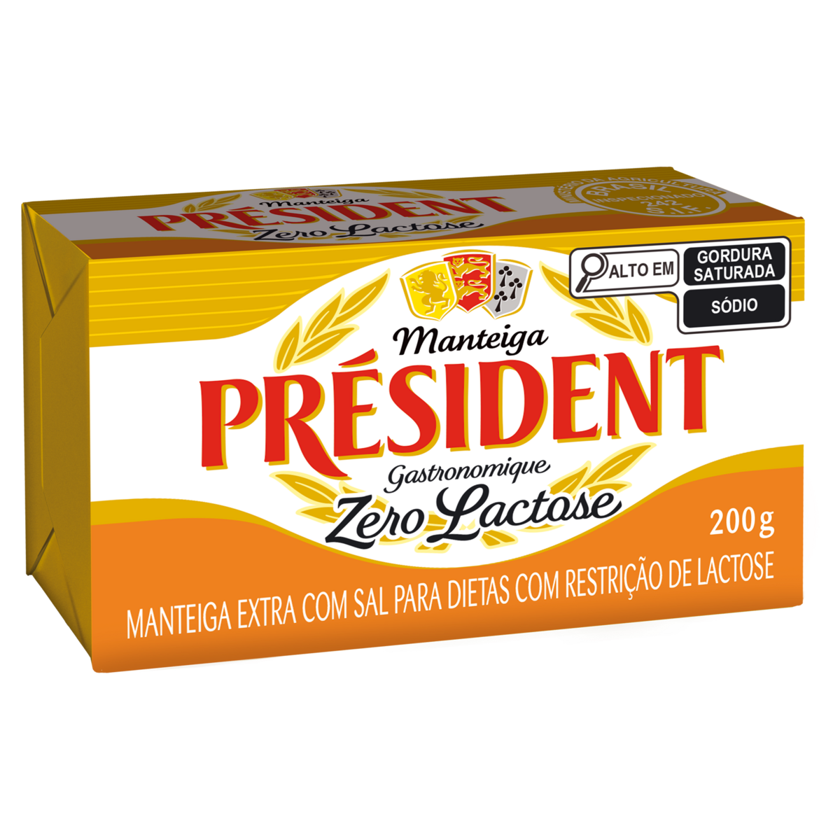Manteiga Extra com Sal Zero Lactose Président Gastronomique 200g