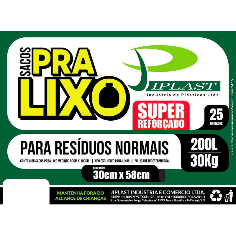 Saco de Lixo Jiplast Reforçado 200L 25 un