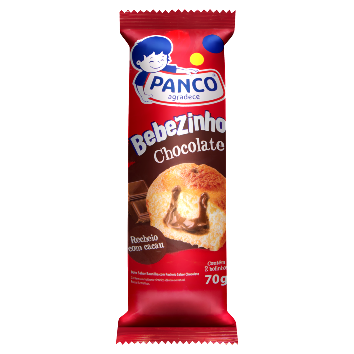 Bolo Baunilha com Recheio de Chocolate Panco Bebezinho Pacote 70g 2 Unidades