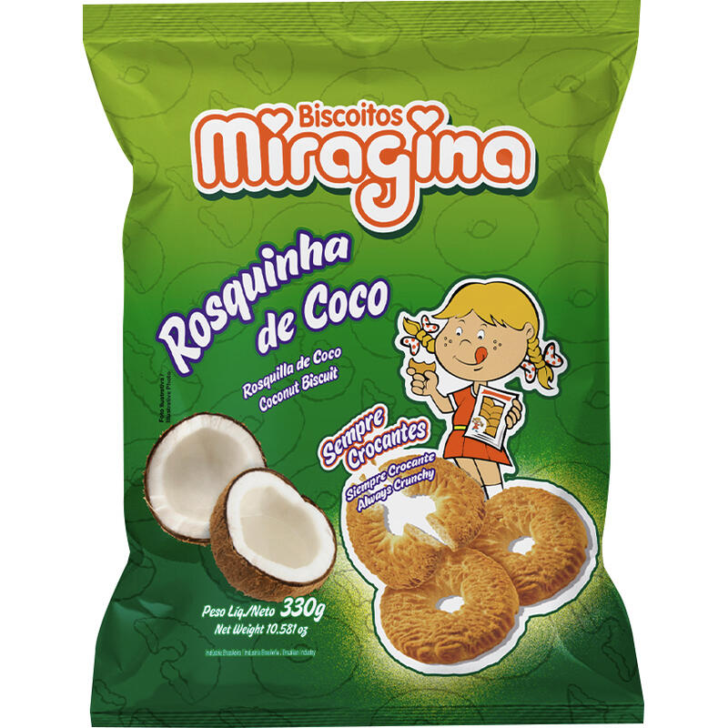 Biscoito Rosquinha Miragina Coco 330g