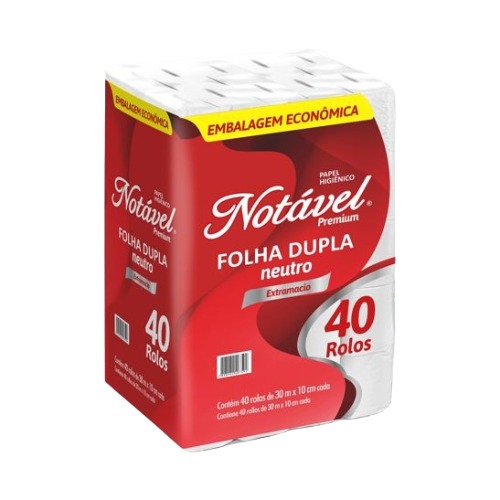 Papel Higiênico Notável Folha Dupla Premium Embalagem Econômica Com 40 Rolos De 30m