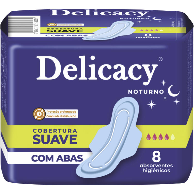 Absorvente em Gel Noturno Delicacy Suave com Abas 8 un