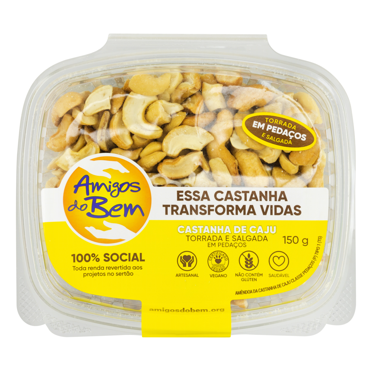 Castanha-de-Caju Torrada Salgada Tipo 1 em Pedaço Amigos do Bem Pote 150g