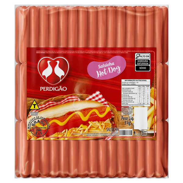 Salsicha Hot Dog Perdigão 5kg - Congelada - Pacote