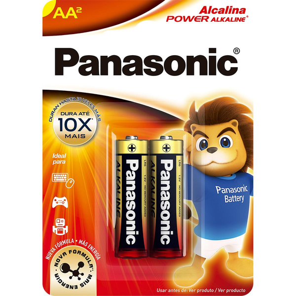Pilha Alcalina Panasonic AA com 2 Pequena