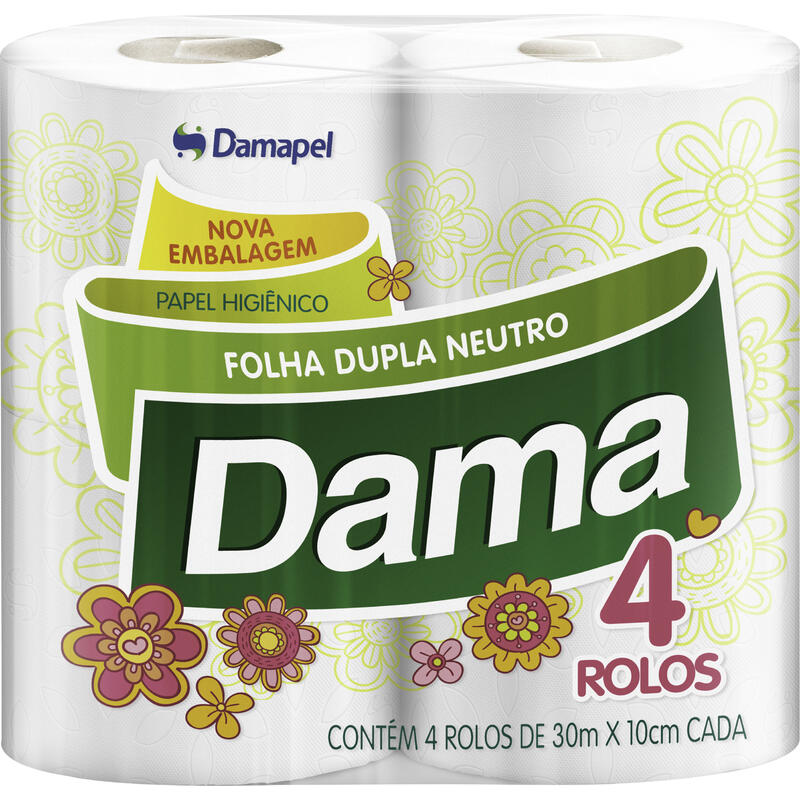 Papel Higiênico Dama Folha Dupla - 30m 4 rolos
