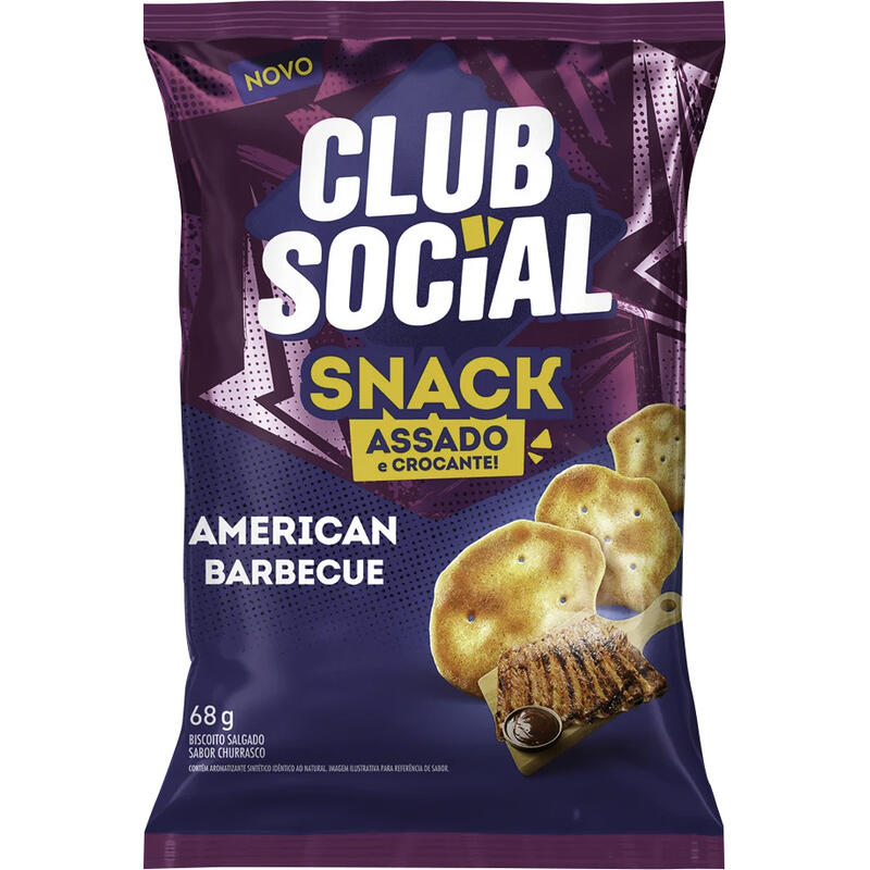 Biscoito Snack Club Social Barbecue 68g