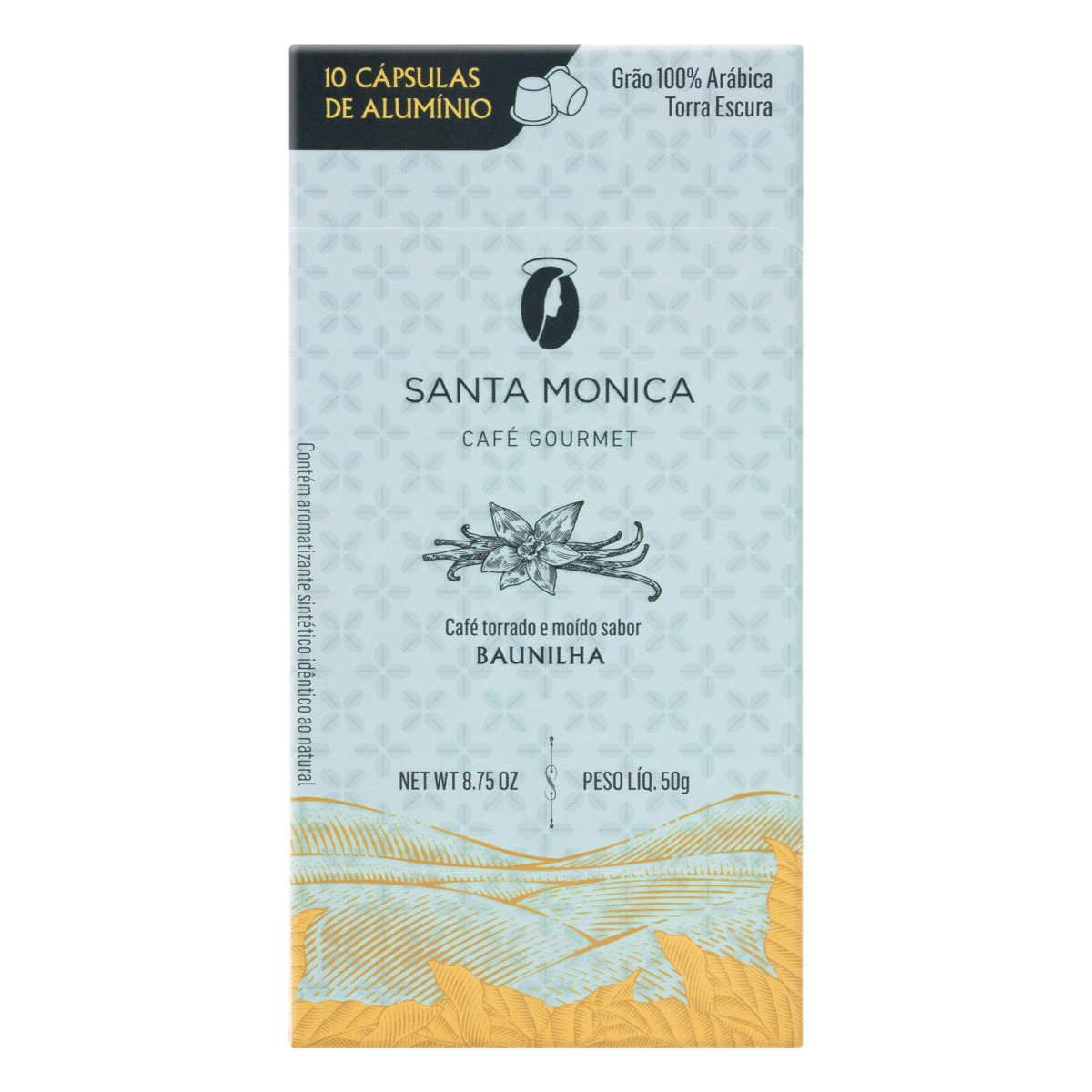 Café em Cápsula Baunilha Santa Monica Gourmet Caixa 50g 10 Unidades