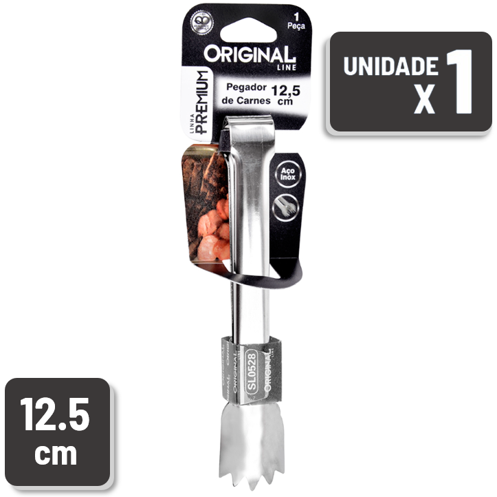 Pegador de Carnes Original Line Aço Inox 12.5 cm Linha Premium