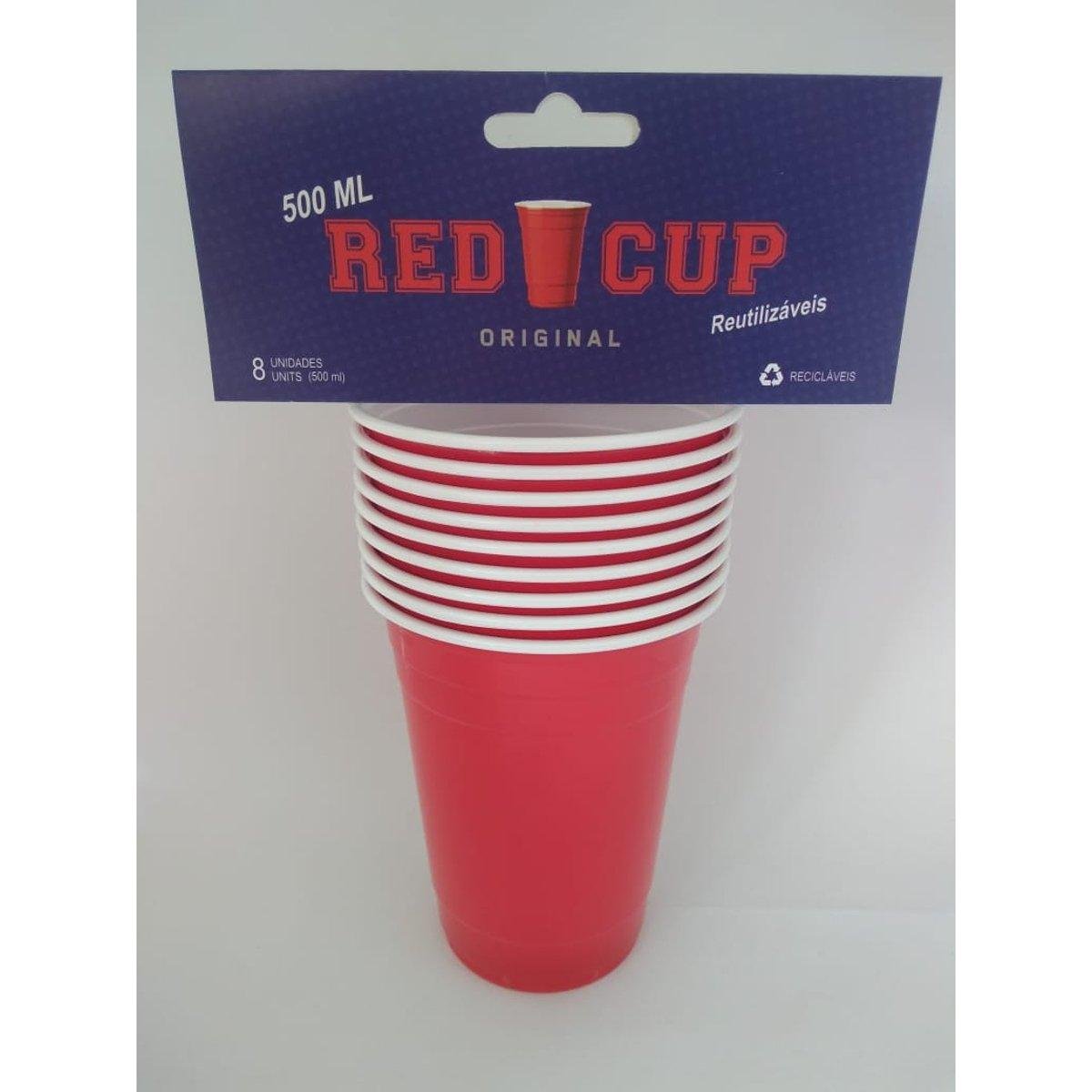Copo Vermelho Red Cup 500ml Com 8 Unidades