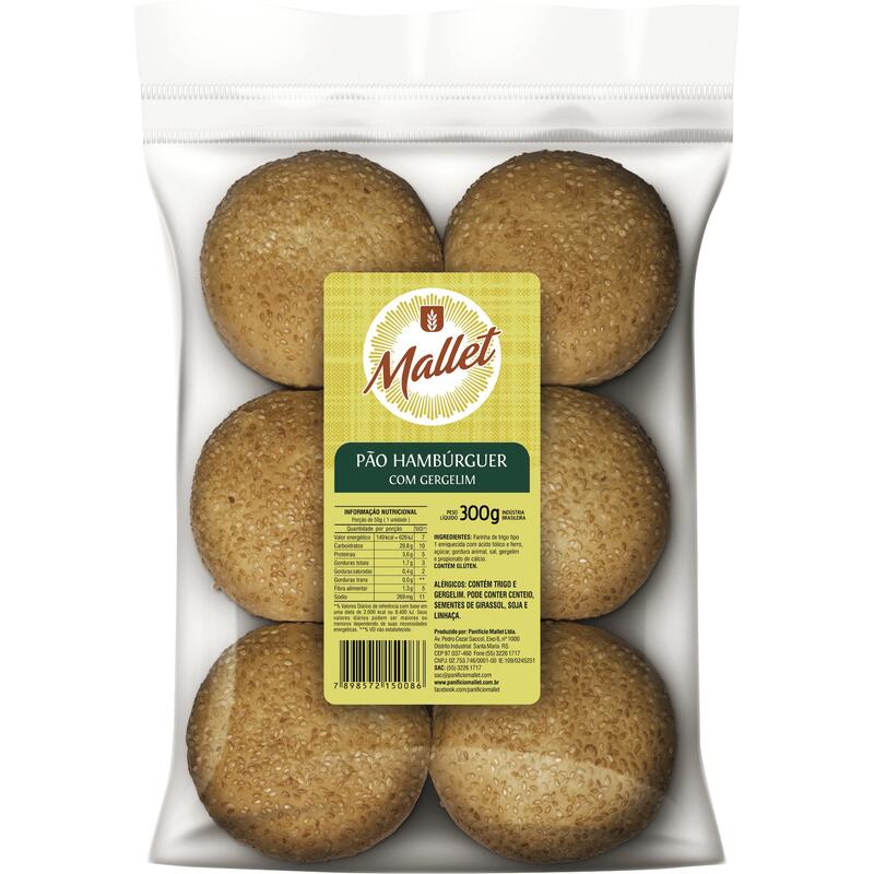 Pão de Hambúrguer Mallet Gergelim 300g