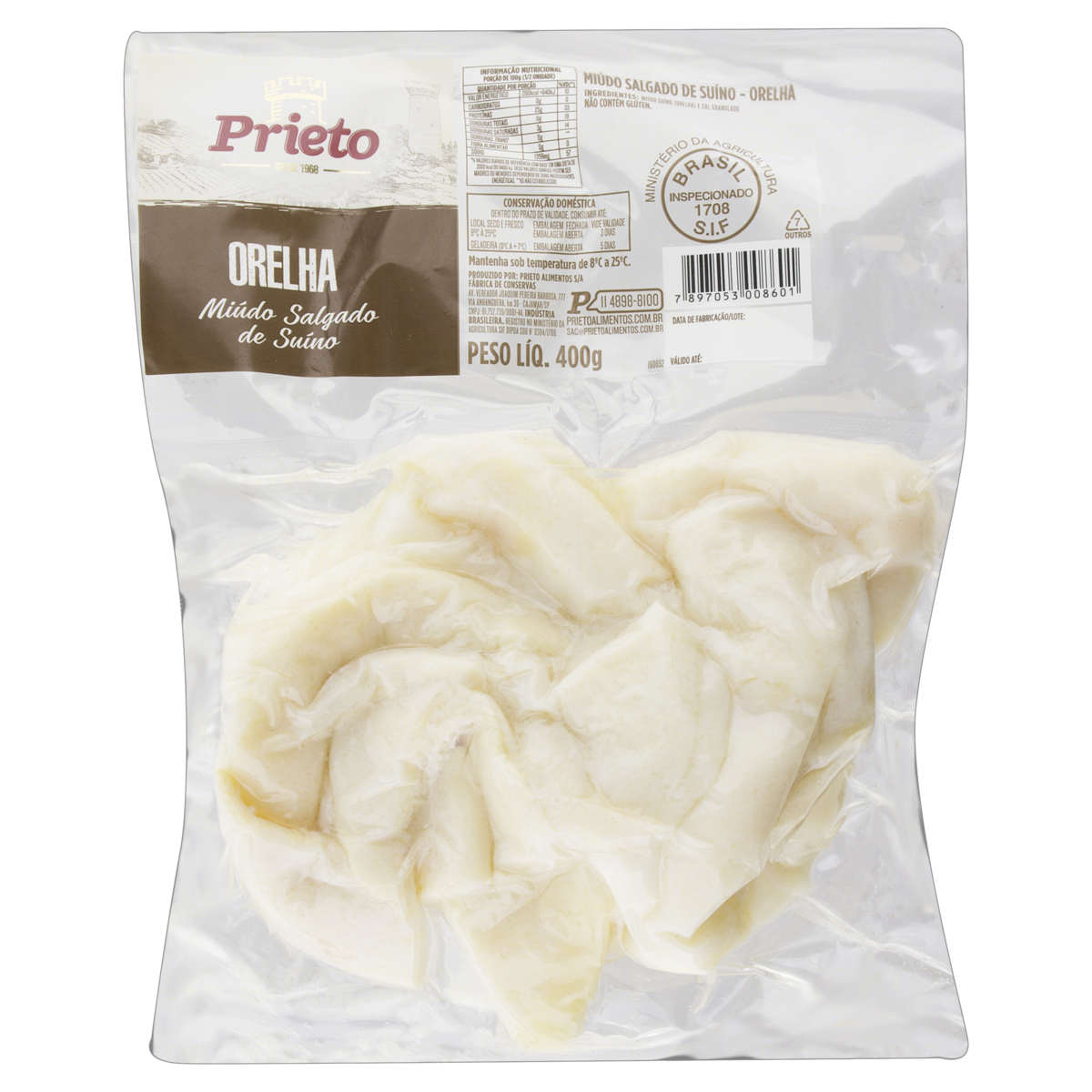 Orelha Suína Salgada sem Osso Prieto 400g