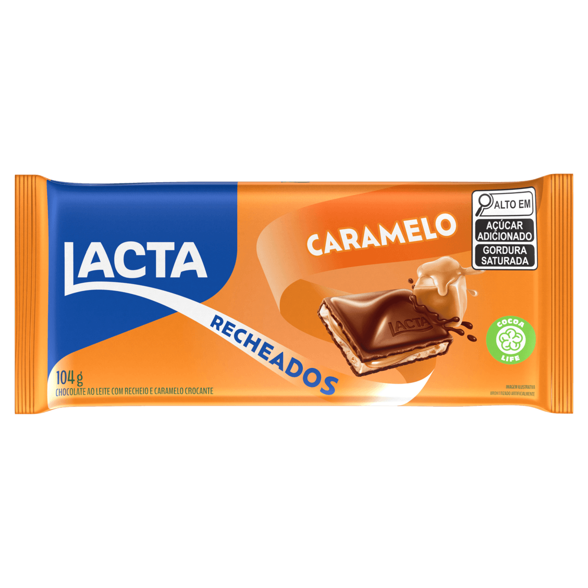 Chocolate ao Leite Recheio Caramelo Lacta Recheados Pacote 104g