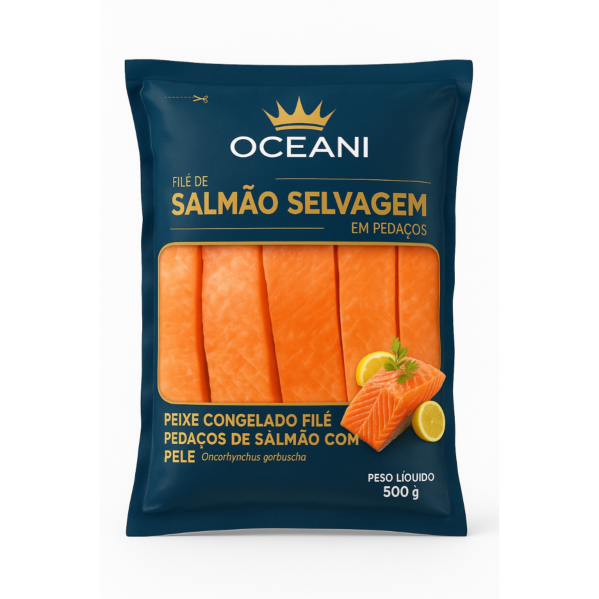 Salmão File Pedaços Congelados 500G Oceani