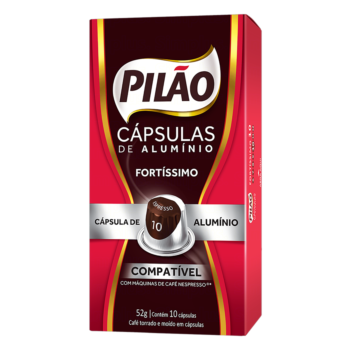 Café em Cápsula Torrado e Moído Espresso Fortíssimo Pilão Caixa 52g 10 Unidades