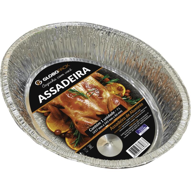 Assadeira de Alumínio Globopack Descartável Oval 7L Un