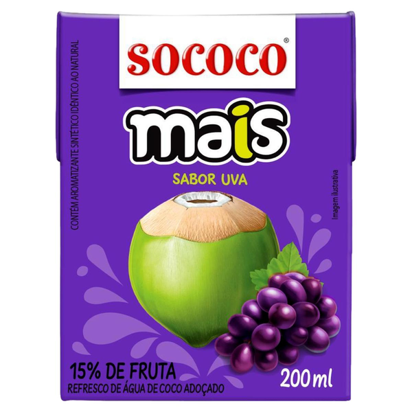 Água de Coco Sococo Mais Uva 200ml