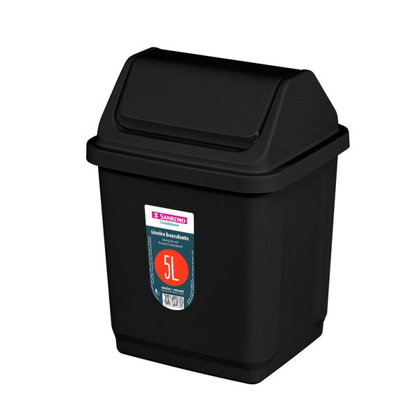 Lixeira Basculante Sanremo 5 Litros - Preta - Ref. SR2205/20