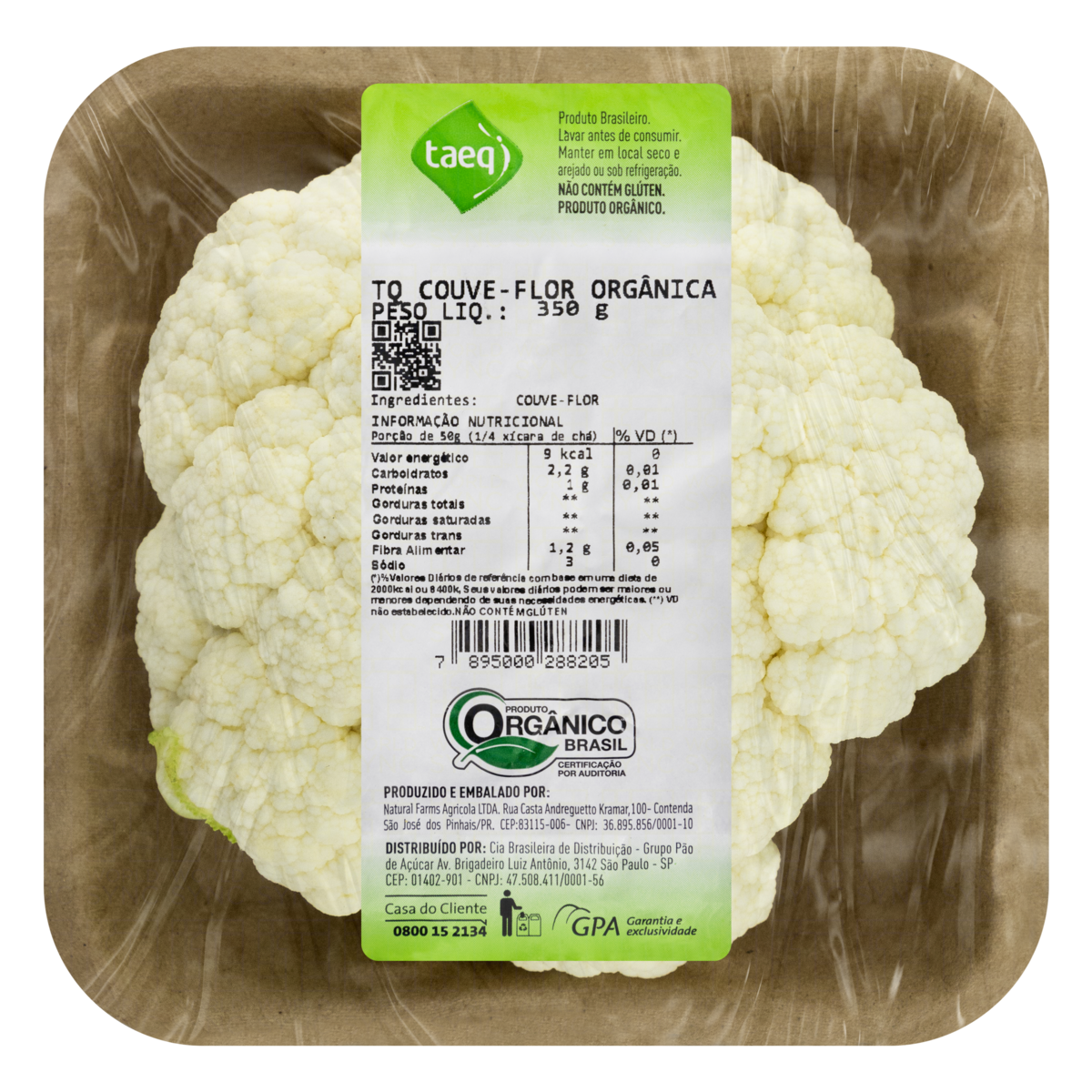 Couve-Flor Orgânica Taeq 350g