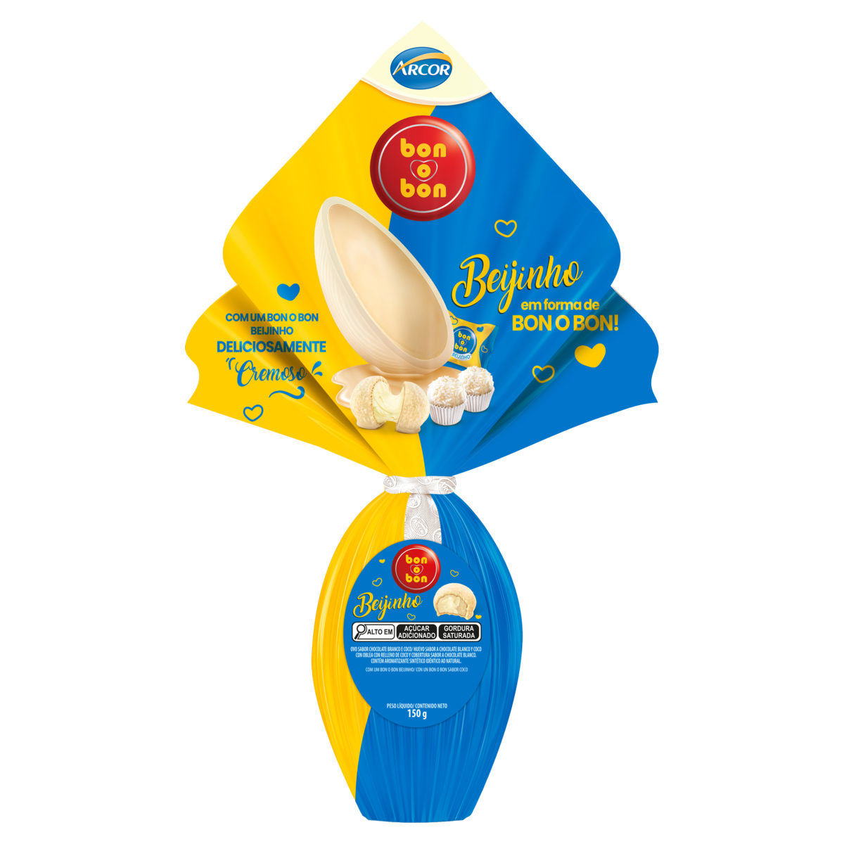 Ovo de Páscoa Bon o Bon Beijinho Arcor 150g Vem com um Bon o Bon Beijinho