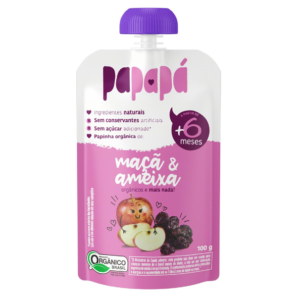 Papinha Orgânica Papapá Maçã e Ameixa 100g