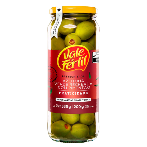 Azeitona Verde Vale Fértil 200g - Recheada - Vidro