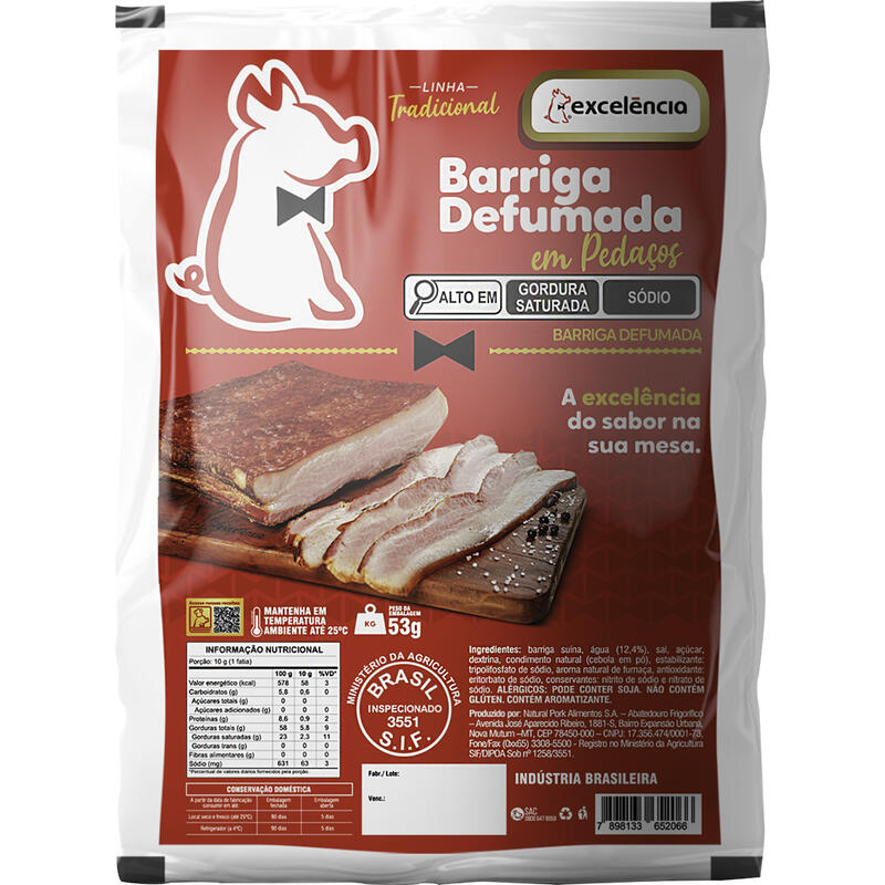 Barriga Defumada Excelência Pedaço Preço por quilo no pct