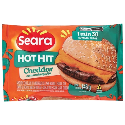 Sanduíche Seara Hot Hit Sabor Cheddar Congelado 145g