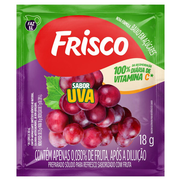 Refresco em Pó Uva Frisco Pacote 18g