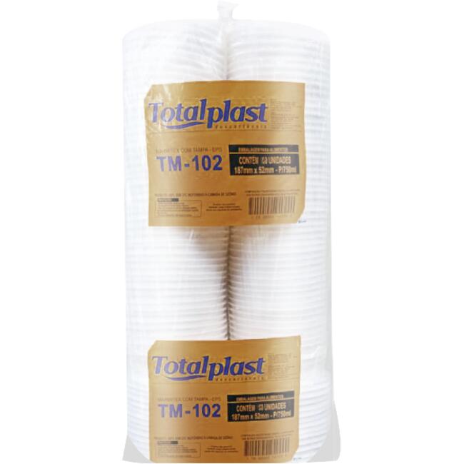 Pote Marmitex Totalplast Com Tampa - 750ml 50 un