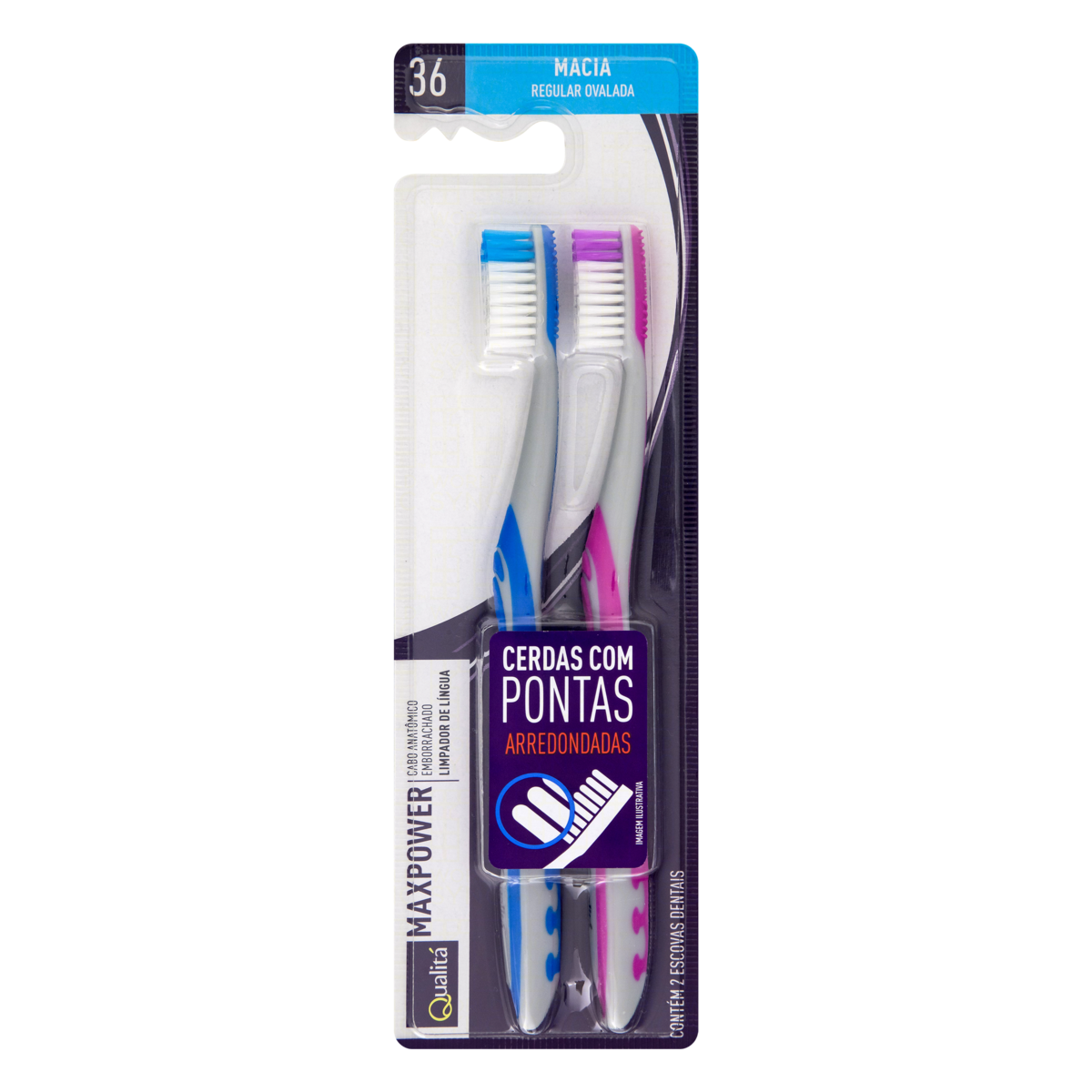 Pack com 2 Escovas Dentais QUALITÁ Maxpower