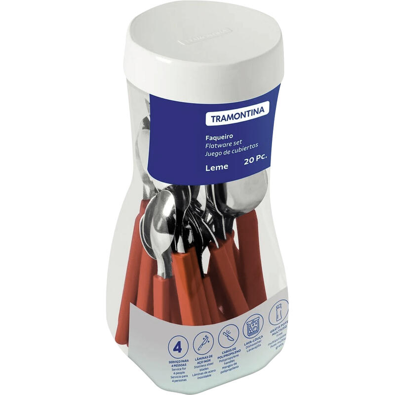 Faqueiro Tramontina Leme Vermelho 20 pçs