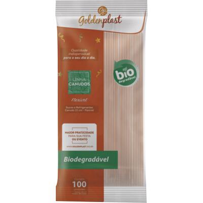 Canudo Plástico Goldenplast Biodegradável 100 un