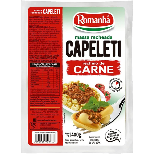 Ravioli Romanha Carne Refriado 400g