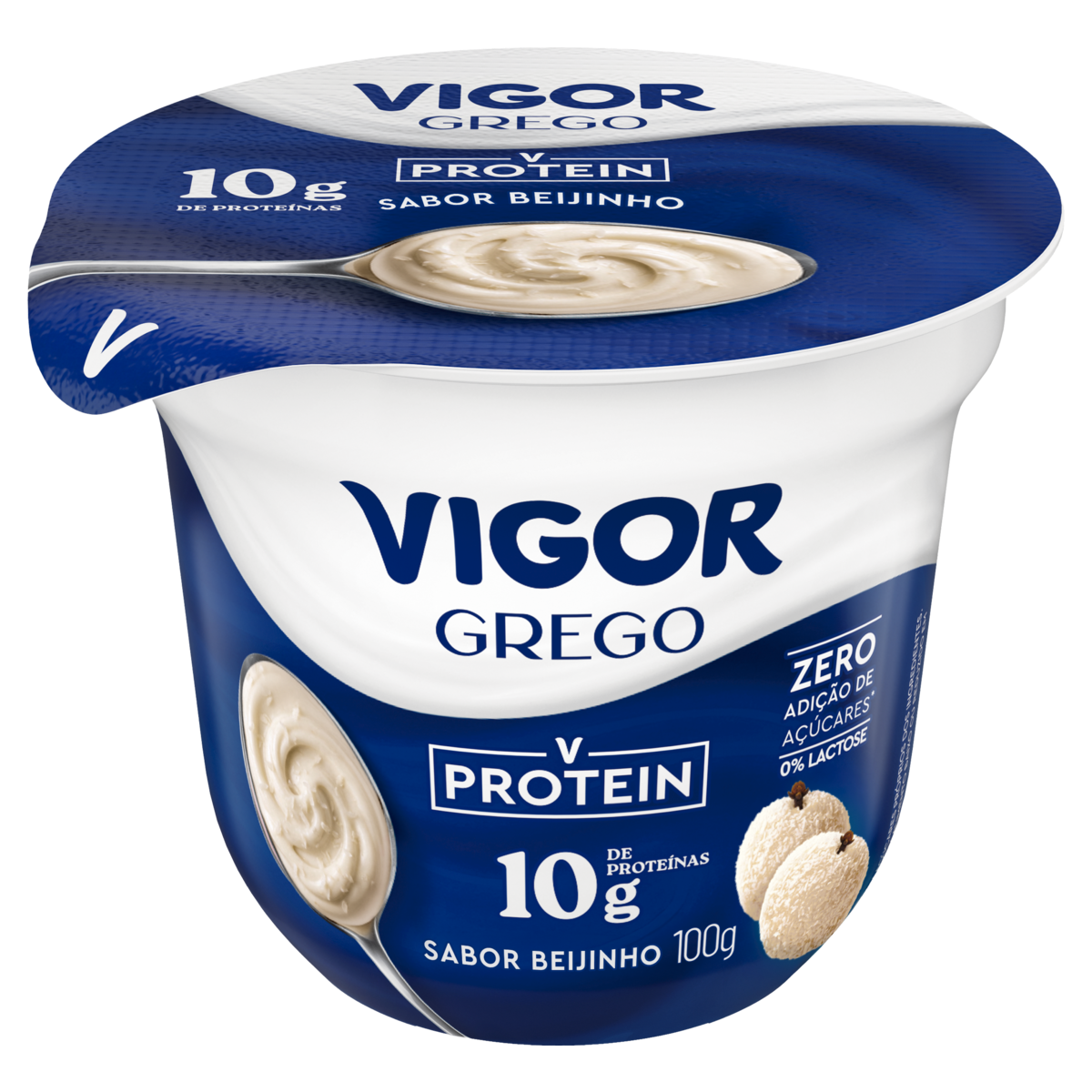Iogurte Parcialmente Desnatado Grego Beijinho Zero Lactose Vigor Protein Pote 100g
