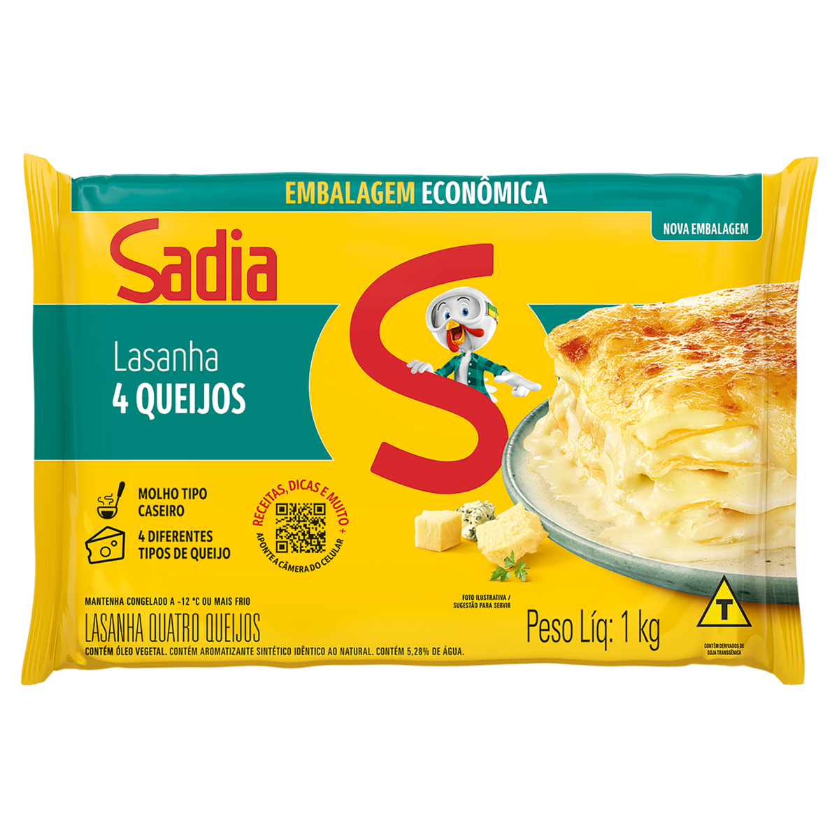 Lasanha 4 Queijos Sadia Pacote 1kg Embalagem Econômica