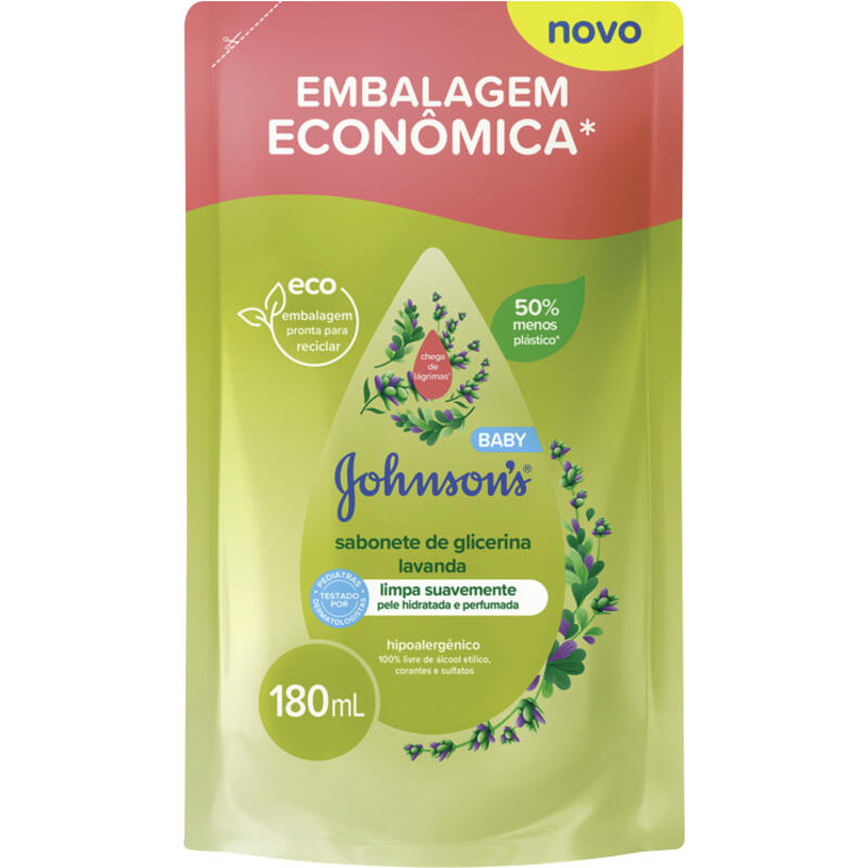 Refil Sabonete Líquido JOHNSONS BABY Glicerinado Lavanda 180ml