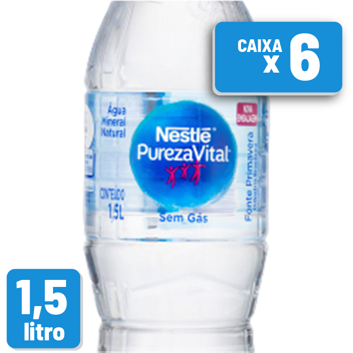 Água Mineral Pureza Vital Sem Gás Pet 1,5L Fardo c/ 6 un
