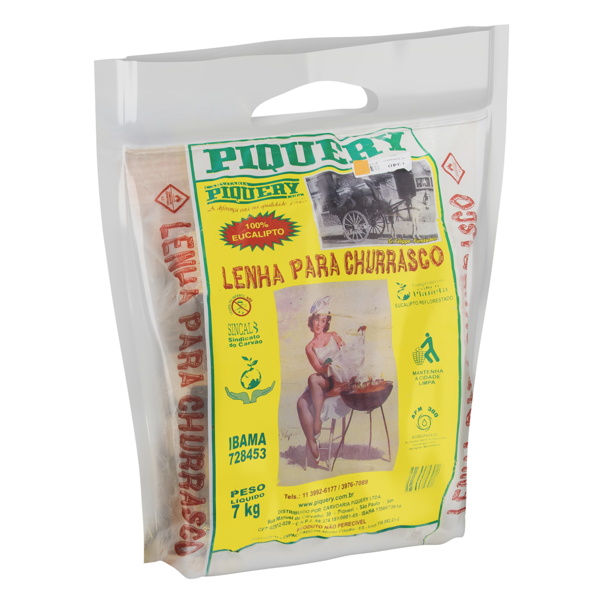 Lenha de Eucalipto Reflorestado para Churrasco Piquery Pacote 7kg