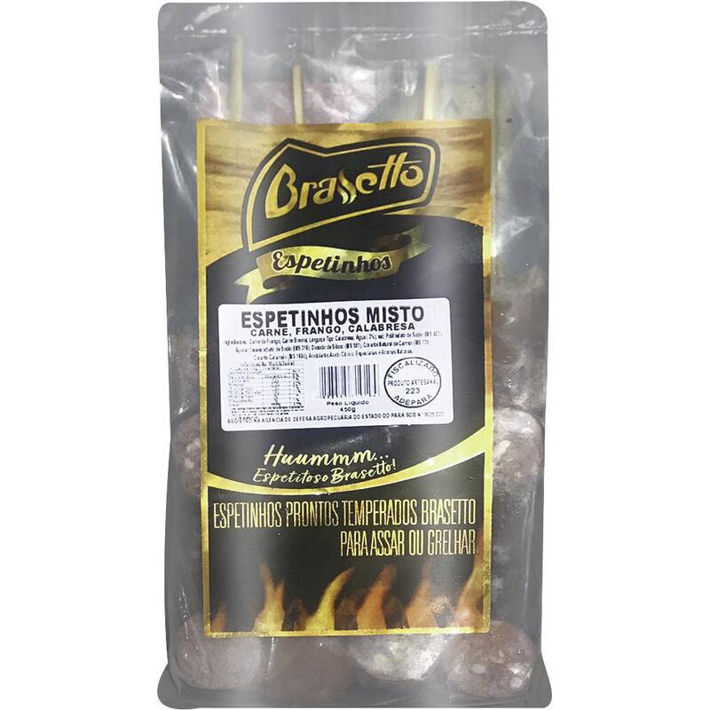 Espeto Misto Brasetto Cong Carne, Frango e Calabresa 450g