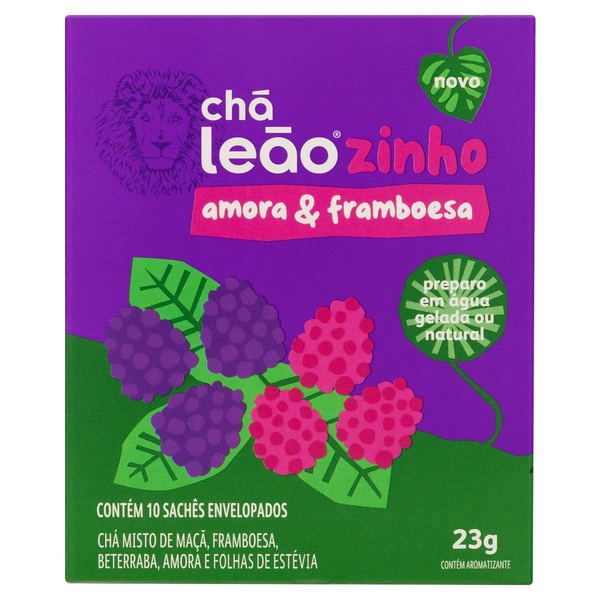 Chá Amora e Framboesa Leãozinho Caixa 23g 10 Unidades